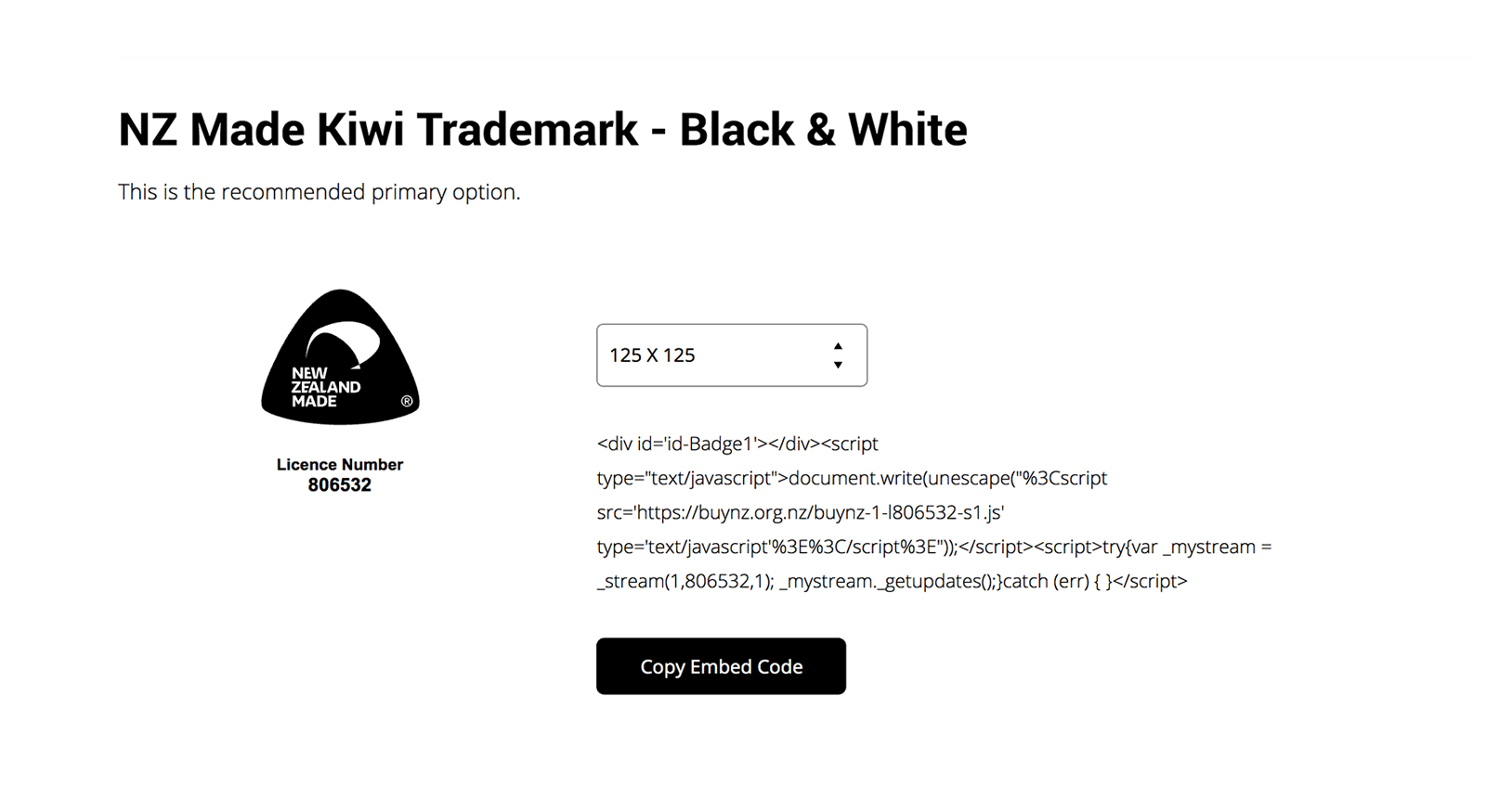 Buy NZ Widget - Black & White Logo